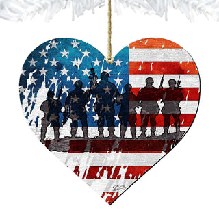 USA Military Heart Wooden Ornaments - American Christmas Decor - 8187130