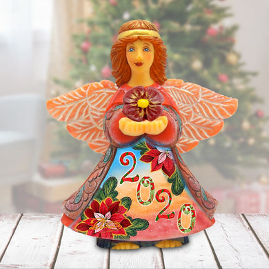 Dated Prosperity Angel Gift Giver Handcrafted Christmas Figurine - G. DeBrekht - Nativity Holiday Decor - 516651D