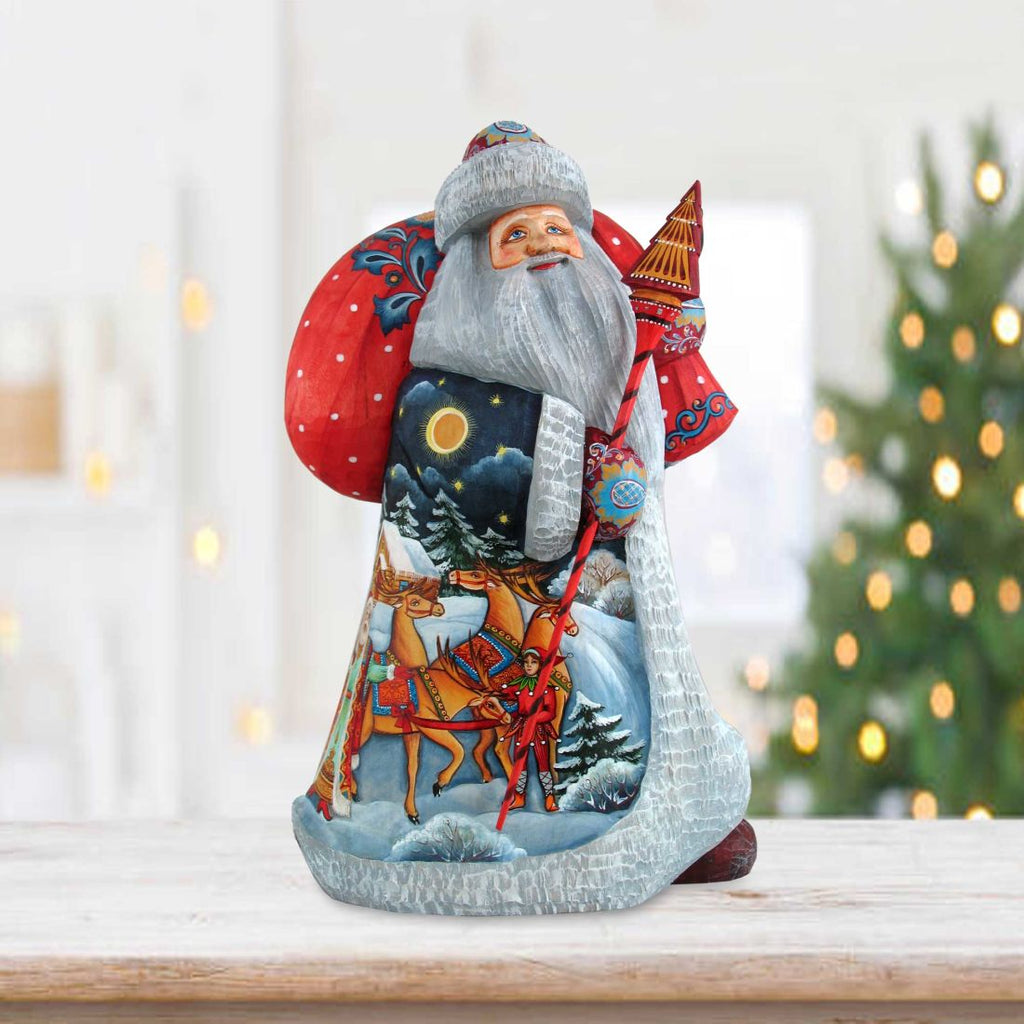 Santa Christmas Courier Hand-Painted WOODCARVED Figurine by G. DeBrekht - Christmas Decor - 8218412 - SPECIAL ORDER *** PRE-ORDER - Handmade Just for You! ***