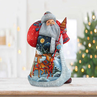 Santa Christmas Courier Hand-Painted WOODCARVED Figurine by G. DeBrekht - Christmas Decor - 8218412 - SPECIAL ORDER *** PRE-ORDER - Handmade Just for You! ***