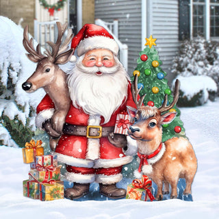 Santa with Reindeers Outdoor Decor by G. Debrekht - Christmas Santa Snowman Decor - 8611032F