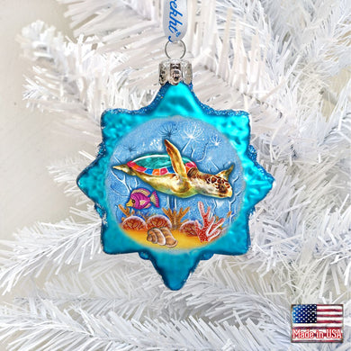 Turtle Mercury Glass Ornament by G. DeBrekht - Coastal Holiday Decor - 775479