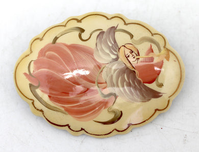 Handpainted Jewelry Lacquered Miniature Brooch Pin by G.DeBrekht Unique Handmade Gift Collectible and Home Decoration