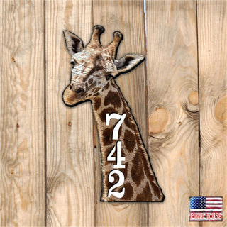 Giraffe Wooden Custom House Number Sign - Nature Wildlife Decor - Handcrafted Wooden Handcrafted Wooden Address Sign - MA982312