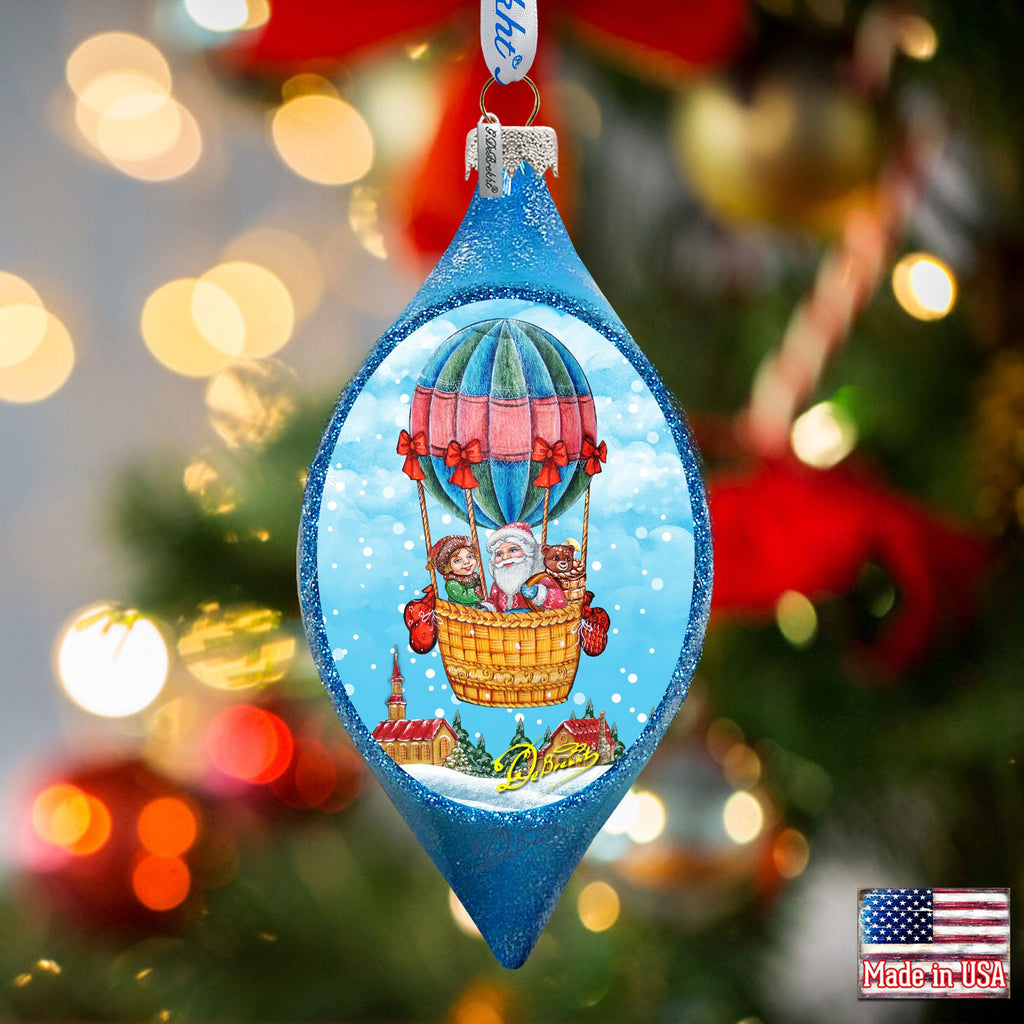 Above the Town Drop Glass Ornament by G. Debrekht - Christmas Santa Snowman Decor - 757-179