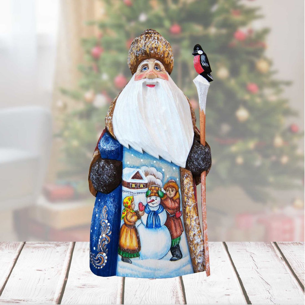Santa Childhood Friends Hand-Painted WOODCARVED Masterpiece by G. DeBrekht - Christmas Santa Snowman Decor - 8215945