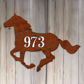 Horse Stable Wooden Personalized House Number Sign - Nature Wildlife Decor - Handcrafted Wooden Handcrafted Wooden Address Sign - MA98154