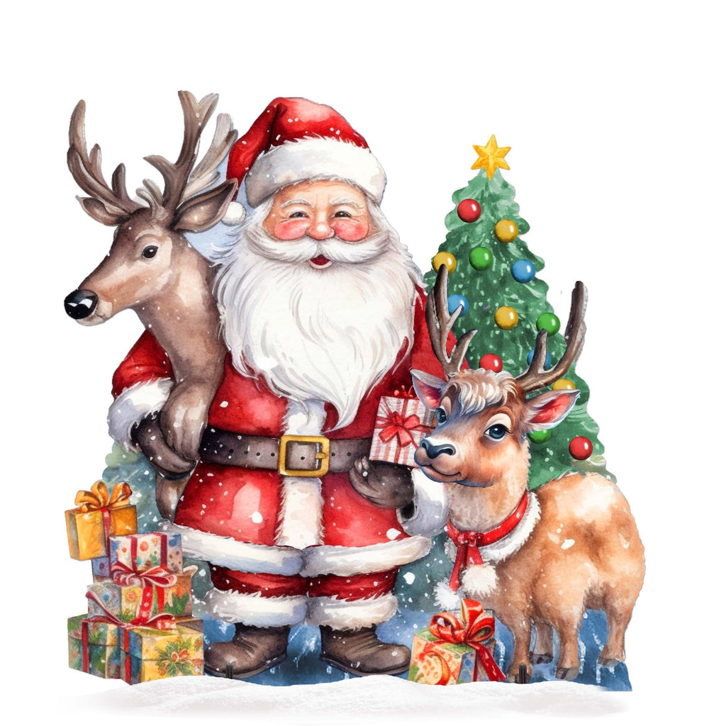 Santa with Reindeers Outdoor Decor by G. Debrekht - Christmas Santa Snowman Decor - 8611032F