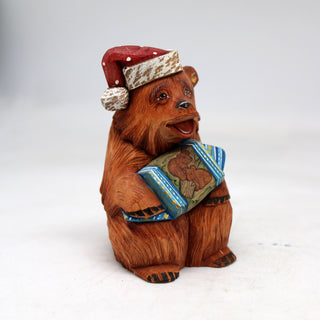 One-of-a-Kind Bear with Candy WOODCARVED Figurine 4x2.5x2