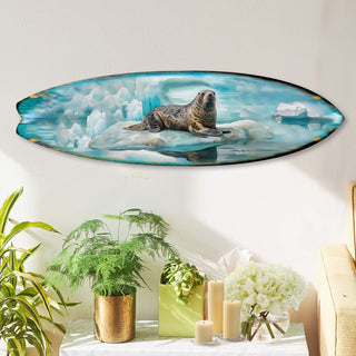 Leopard Seal Surfboard Wildlife Wall Art by G. DeBrekht - Wildlife Holiday Decor - 8490117HS