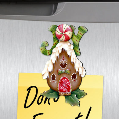 Joy Gingerbread House Shape Refrigerator Magnets Set of 3 by Jamie Mills-Price