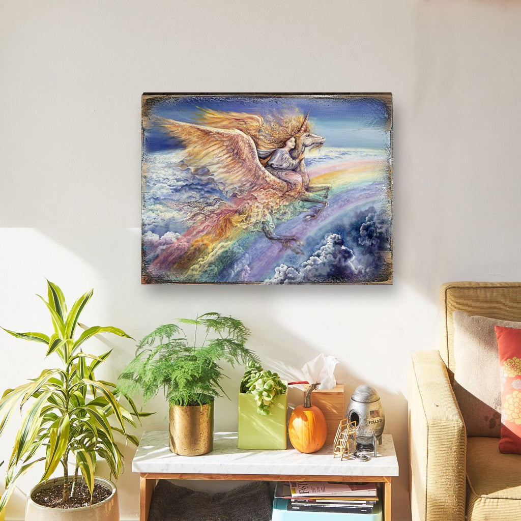 Flight to Aquarius Fantasy Wooden Wall Art by Josephine Wall - Fantasy Decor - 852116-JW