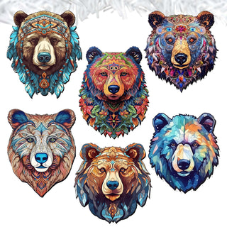 Mystical Bears Clip-On Eco Wood Decorative Ornaments Set of 6 by G. Debrekht - Wildlife Decor - 8090120C-S6