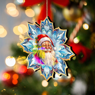 Santa Face Snowflake Wooden Ornaments by G. Debrekht - Christmas Santa Snowman Decor - 8688424
