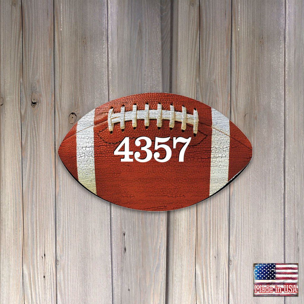 Football Wooden Custom House Number Sign - Love Family Kids Decor - Handcrafted Wooden Handcrafted Wooden Address Sign - MA989802