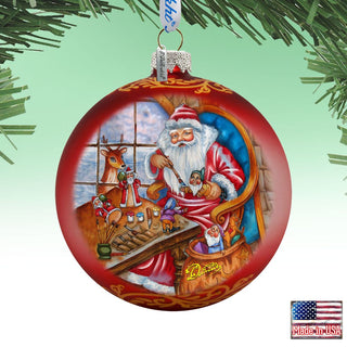 Santa Atelier Glass Ornament Limited Edition by G. DeBrekht - Christmas Santa Snowman Decor - 73903
