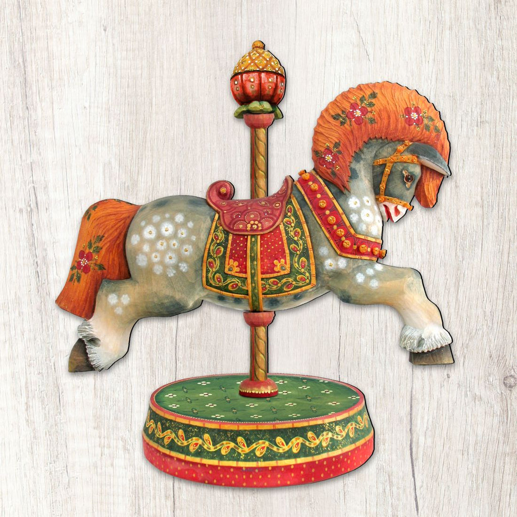 White Arabian Carousel Horse Holiday Outdoor Decor Large Ornament by G. DeBrekht - Carousel Holiday Decor - 8114041-2M