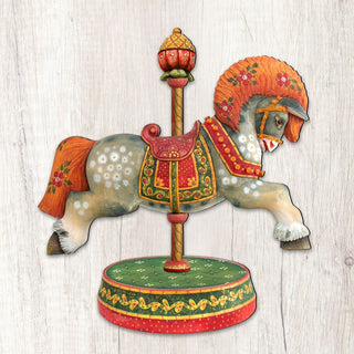 White Arabian Carousel Horse Holiday Outdoor Decor Large Ornament by G. DeBrekht - Carousel Holiday Decor - 8114041-2M