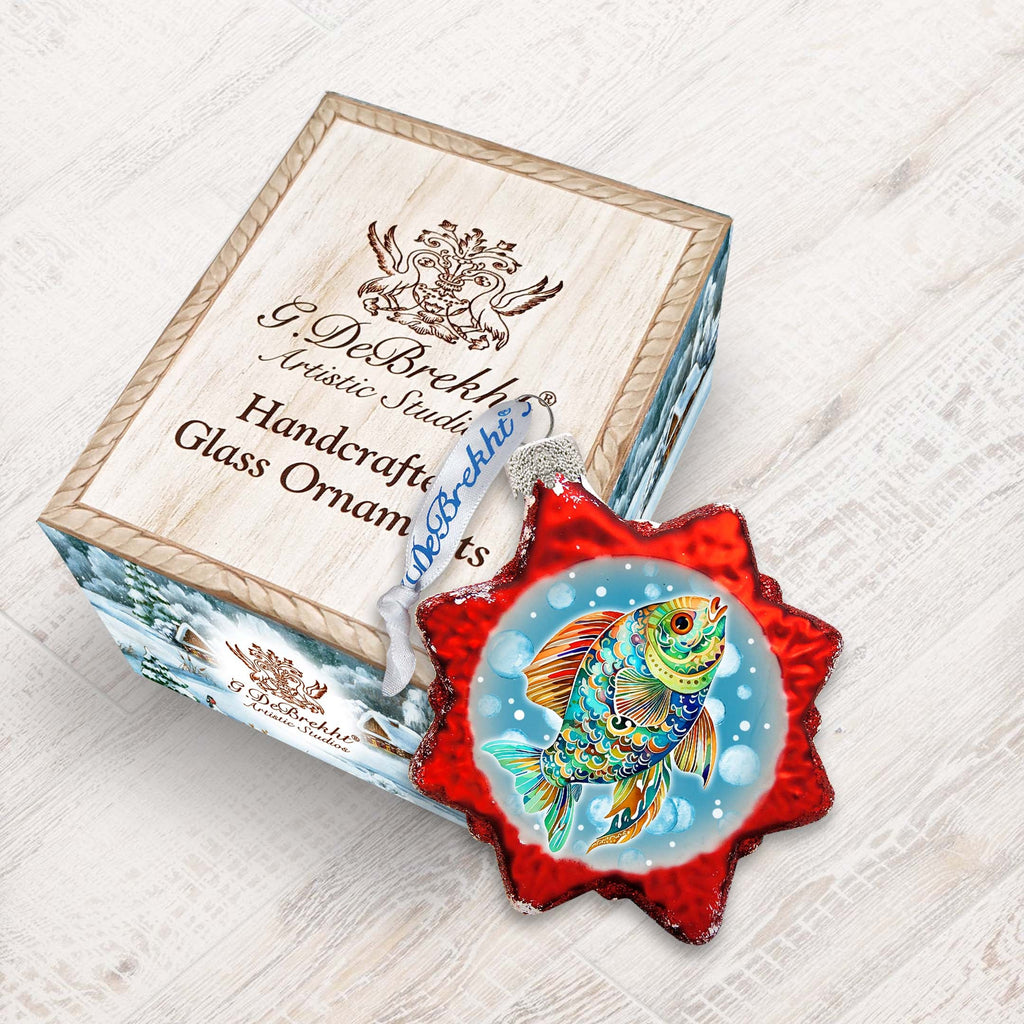 Coastal Decorations - Colorful Fish Keepsake Glass Ornaments by G. Debrekht - Christmas Decor - 777409