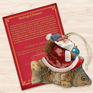 Goldfish Santa Wooden Ornaments by G. DeBrekht - Christmas Santa Snowman Decor - 8121635