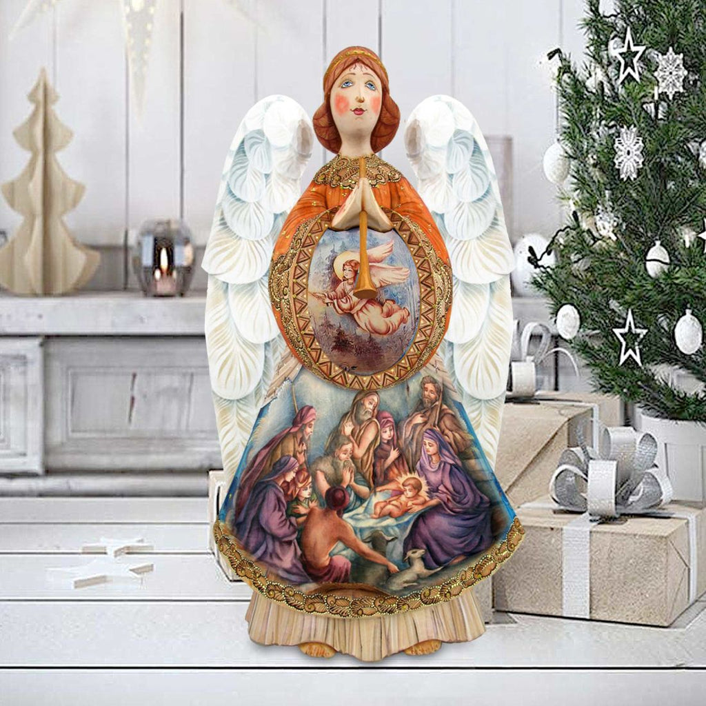 Nativity Angel Santa Hand-Painted WOODCARVED Masterpiece by G. DeBrekht - Nativity Holiday Decor - 251732