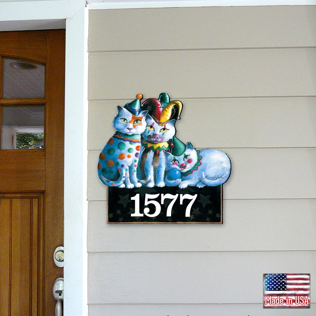 The Cats Performance Personalized House Number Sign by Laura Seeley - Pets Dog and Cats Decor - Handcrafted Wooden Handcrafted Wooden Handcrafted Wooden Address Sign - MA8512072-LS