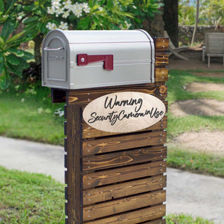 Warning sign, Security Camera in Use sign, Business sign, Made in the USA sign, Made from wood - 320340