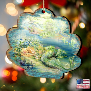 Dreams of Atlantis Wooden Ornaments by Josephine Wall - Coastal Sea-Life Decor - 8472102-JW