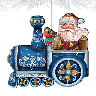Train Riding Santa Wooden Ornaments by G. DeBrekht - Christmas Santa Snowman Decor - 8129211