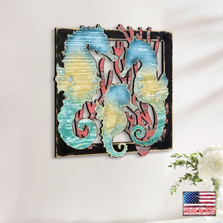 Seahorse Rustic Wooden Wall Decor by G. DeBrekht - Coastal Sea-Life Decor - G98517S3