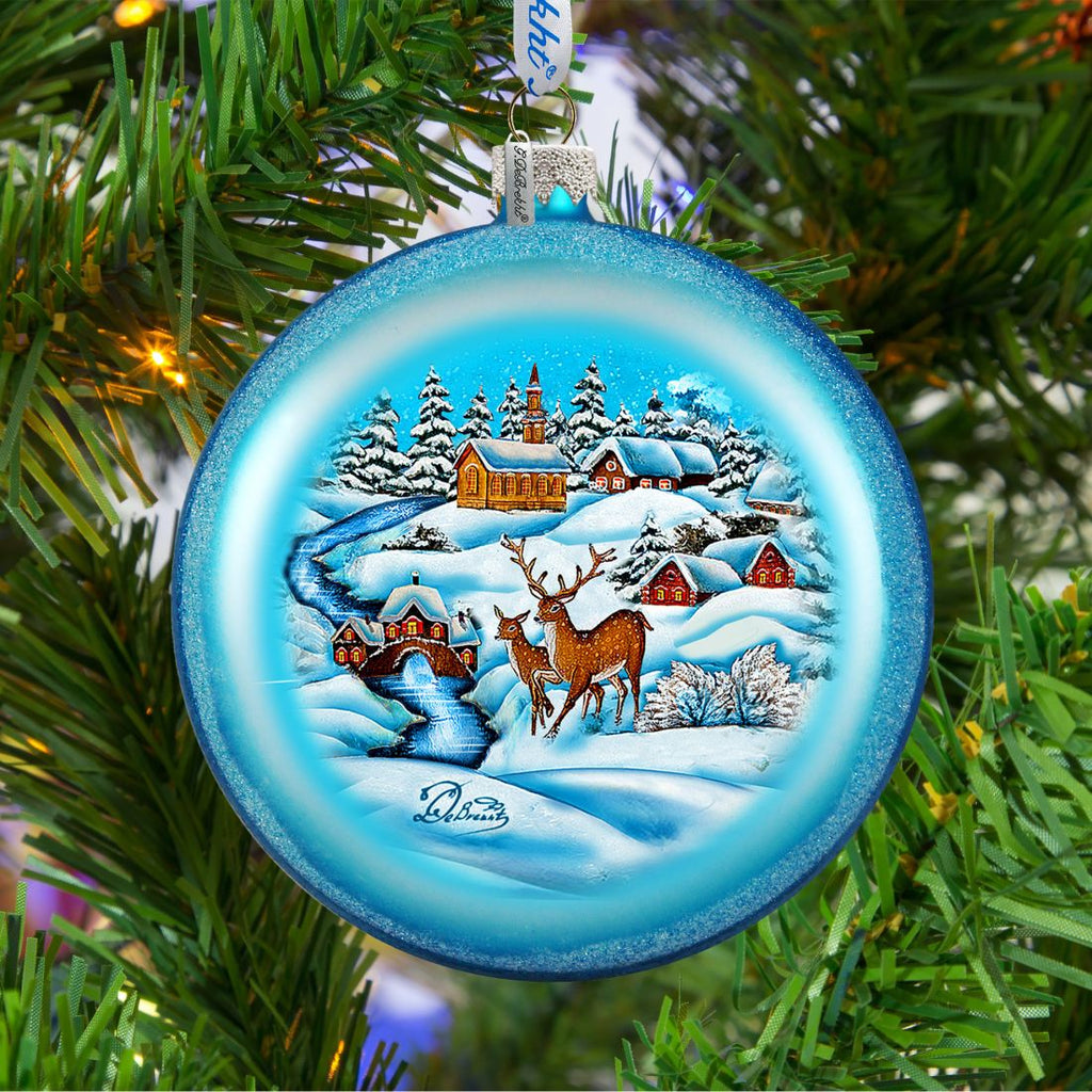 Winter landscape Glass Ornament by G. DeBrekht - Christmas Decor - 744-012