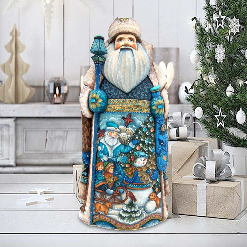 Towards Christmas Santa Hand-Painted WOODCARVED Masterpiece by G. DeBrekht - Christmas Decor - 241133B