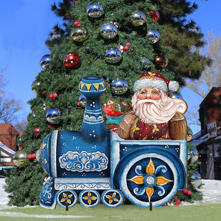 Train Ride Santa Christmas Outdoor Decor by G. DeBrekht - Christmas Santa Snowman Decor - 8129211F