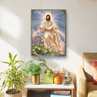 Jesus Resurrection Wooden Wall Art by D. Gelsinger - Easter Spring Decor - 95669B-DG