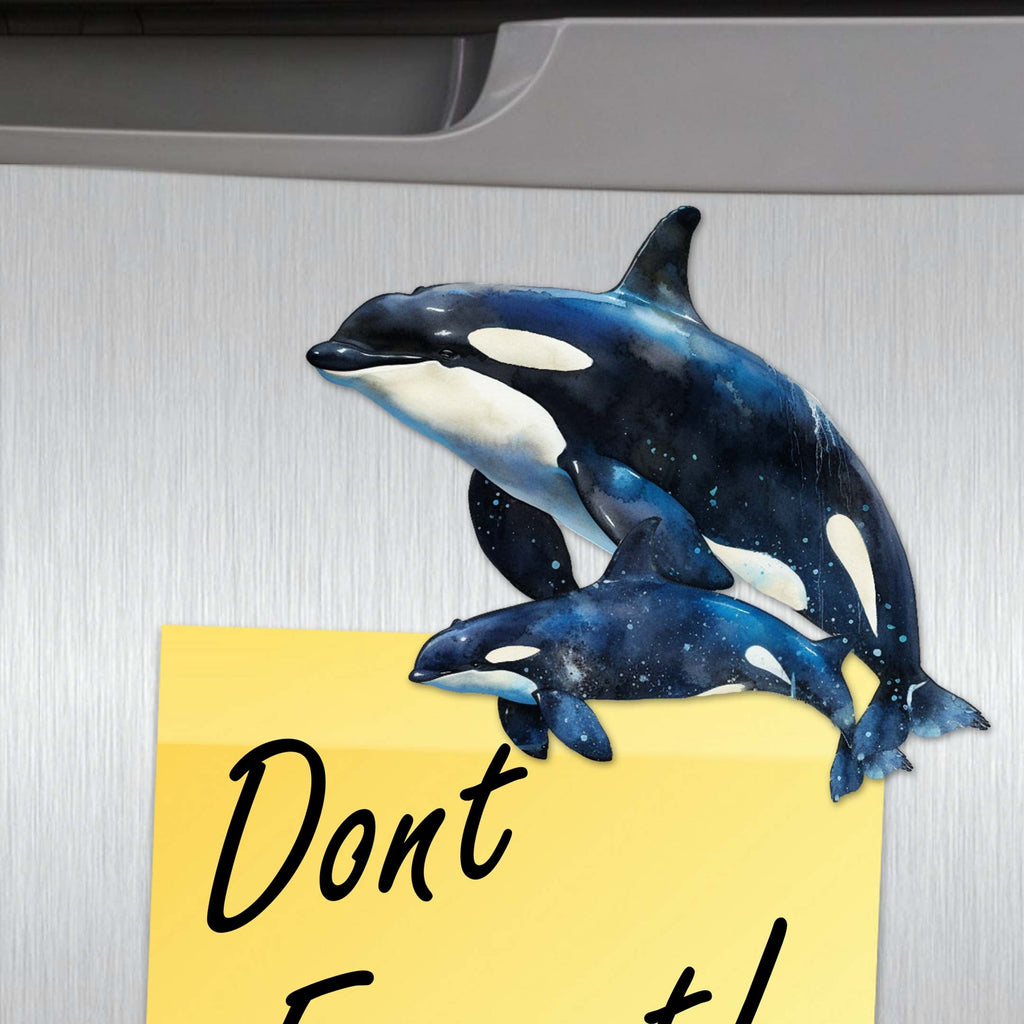 Majestic Orcas Decorative Eco Wood Magnets Set of 6 by G. Debrekht - Wildlife Coastal Decor - 8090102G-S6