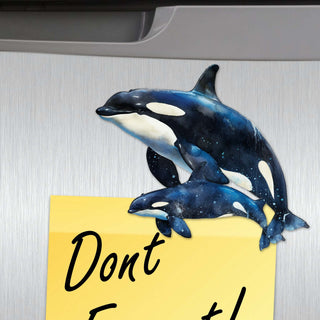 Majestic Orcas Decorative Eco Wood Magnets Set of 6 by G. Debrekht - Wildlife Coastal Decor - 8090102G-S6