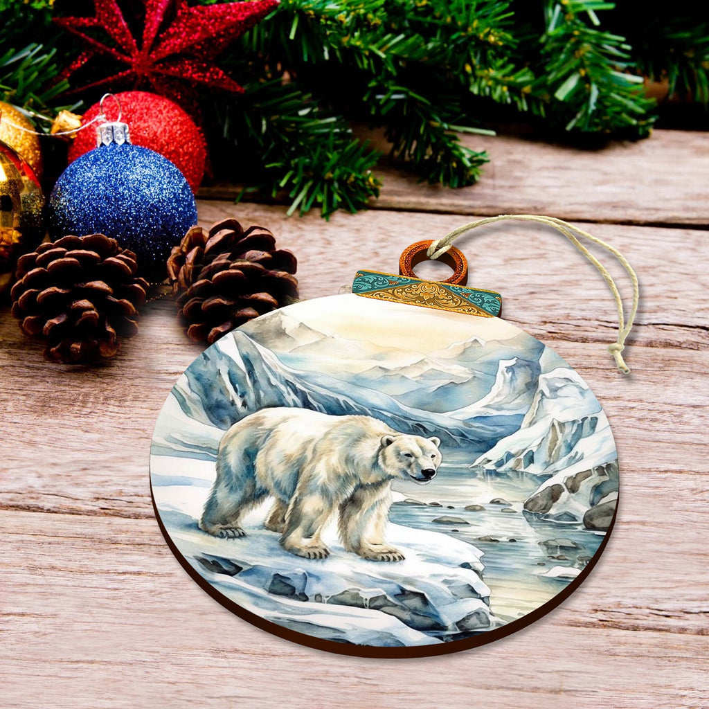 Polar Bear with Cub Wooden Ornaments by G.Debrekht - Wildlife Holiday Decor - 870048