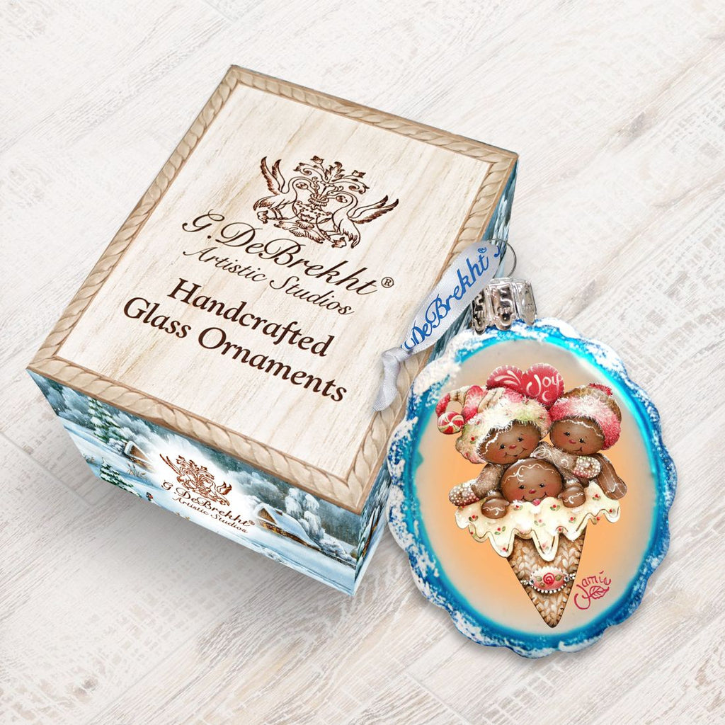 Joy Cone Babies Mercury Glass Ornament by Jamie Mills-Price - Christmas Santa Snowman Decor - 778208-7512