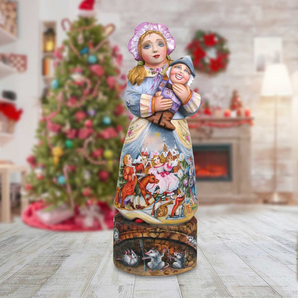 Clara with Nutcracker Hand-Painted WOODCARVED Masterpiece by G. DeBrekht - Christmas Decor - 241990 - SPECIAL ORDER *** PRE-ORDER - Handmade Just for You! ***