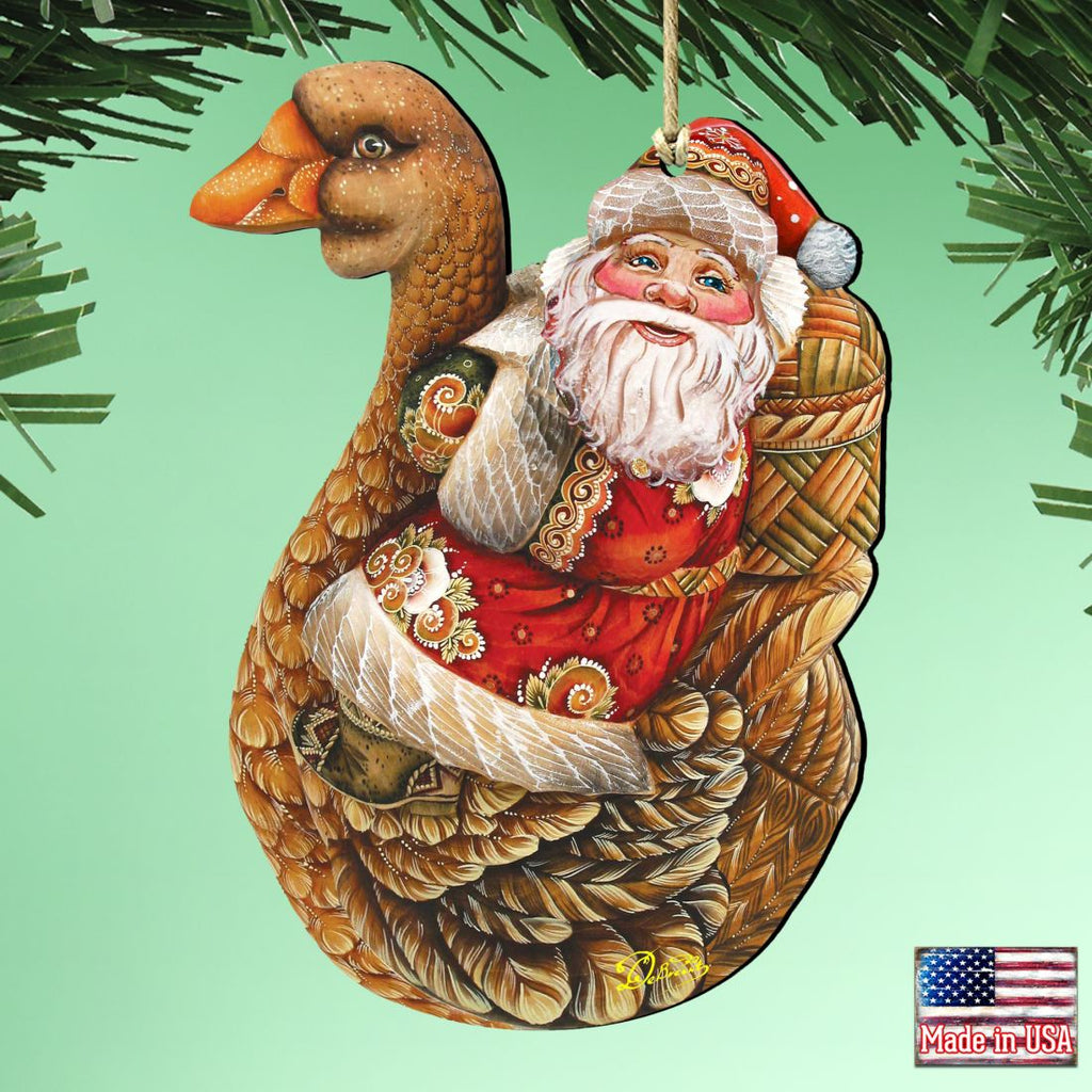 Christmas Goose Santa Wooden Ornaments by G. DeBrekht - Christmas Santa Snowman Decor - 8121633
