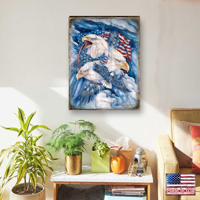 Allegiance American Patriotic Eagles Wooden Wall Art by J. Bergsma - American Patriotic Decor - 8592730BP-JB