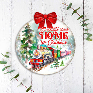 All Hearts Come Home for Christmas Sign Front door welcome sign Main entrance banner Welcome sign - Wooden front porch decor - 933115H