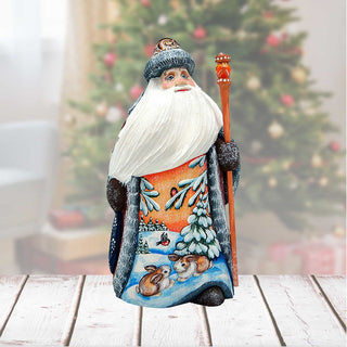 Bunny Friends Santa Hand-Painted WOODCARVED Masterpiece by G. DeBrekht - Wildlife Holiday Decor - 8214854