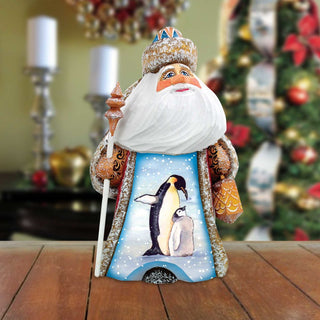 Yuletide Santa of Endearment Hand-Painted WOODCARVED Figurine by G. DeBrekht - Wildlife Holiday Decor - 8215568