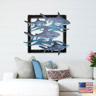 Great White Sharks Rustic Wood Wall Decor by G. DeBrekht - Coastal Sea-Life Decor - G98515S4
