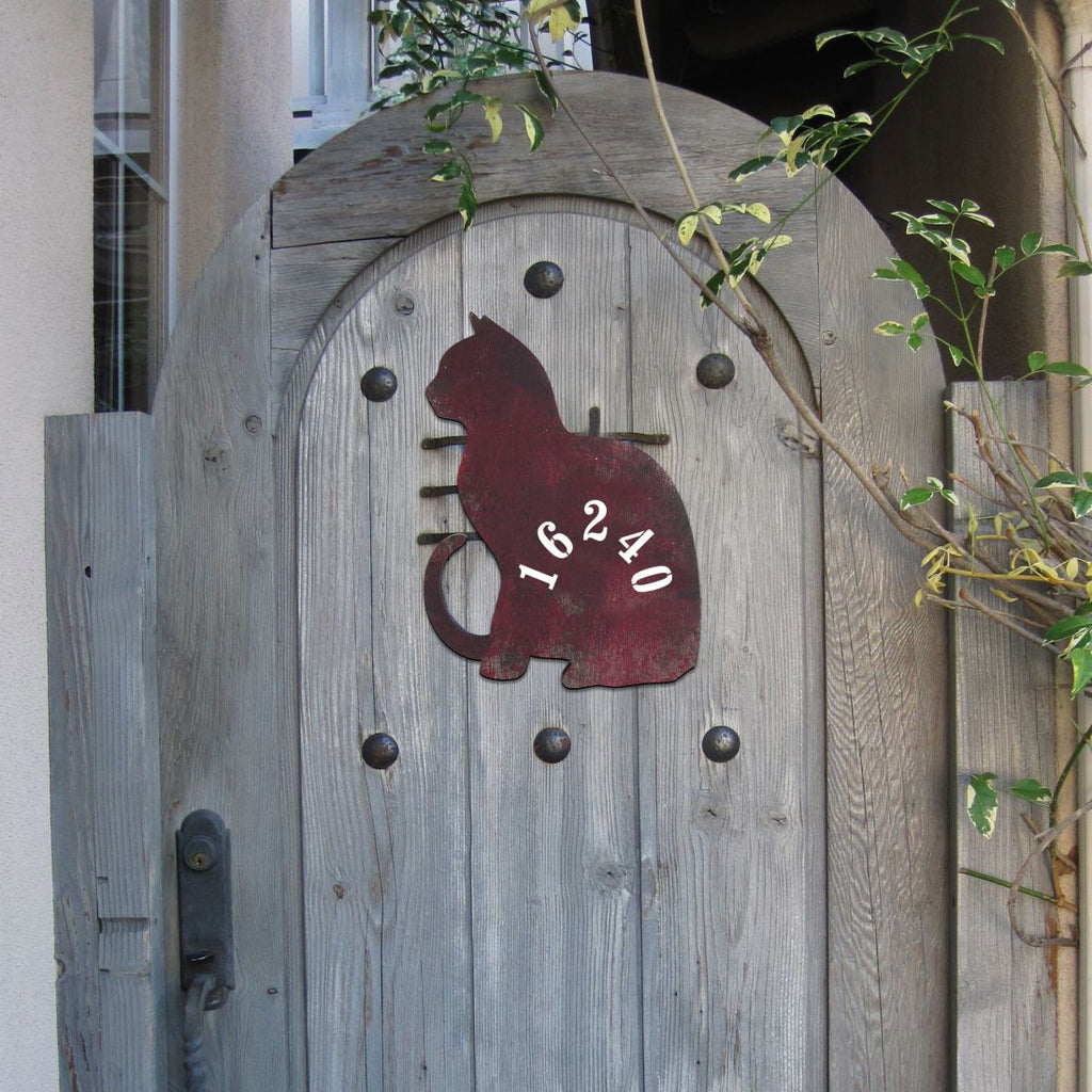 Cat Wooden Custom House Number Sign - Pets Dog and Cats Decor - Handcrafted Wooden Address Sign - MA98111