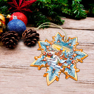 Christmas Night Snowflake Large Wooden Ornament by G. Debrekht - Christmas Decor - 8688416M