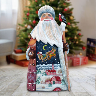 Santa Up-Up and Away Hand-Painted WOODCARVED Masterpiece by G. DeBrekht - Christmas Decor - 821596
