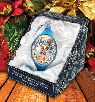 Majestic Forest Deer Drop Glass Ornament by G. Debrekht - Wildlife Holiday Decor - 757-047