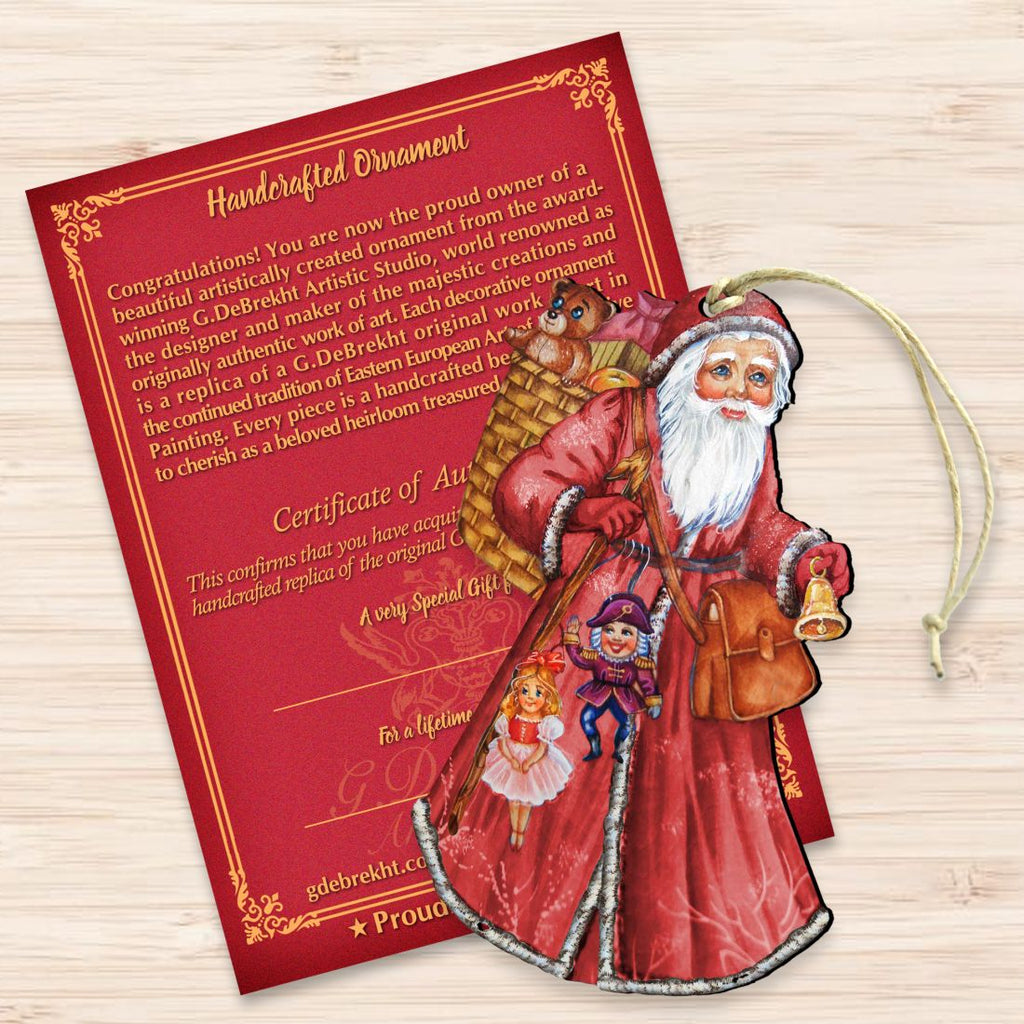 Saint Nick Christmas Wooden Ornaments by G. DeBrekht - Christmas Santa Snowman Decor - 8124120